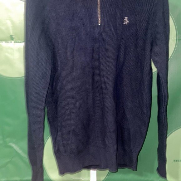 ORIGINAL PENGUIN Golf Men's pique 1/4 zip pullover in DARK SAPPHIRE sz SMALL-NWT - Picture 4 of 8
